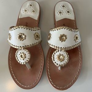 White and gold jack rogers sandals